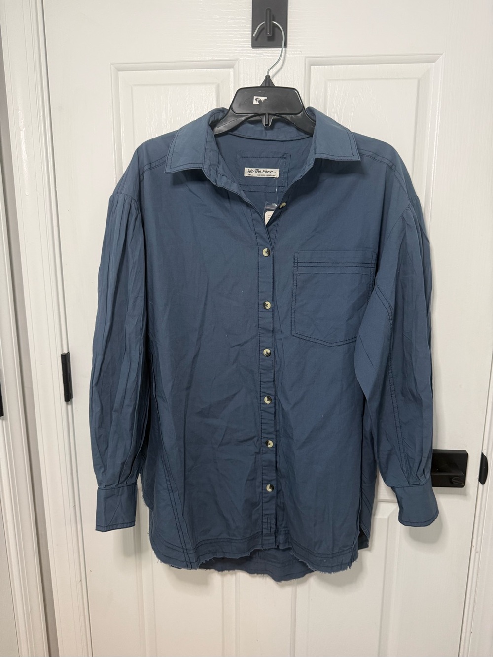 We The Free Slate Blue Oversized Poplin Shirt - Women’s Small